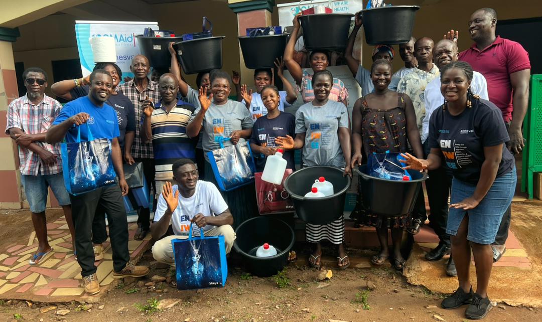 Staff and Beneficiaries together with materials at Bodaa